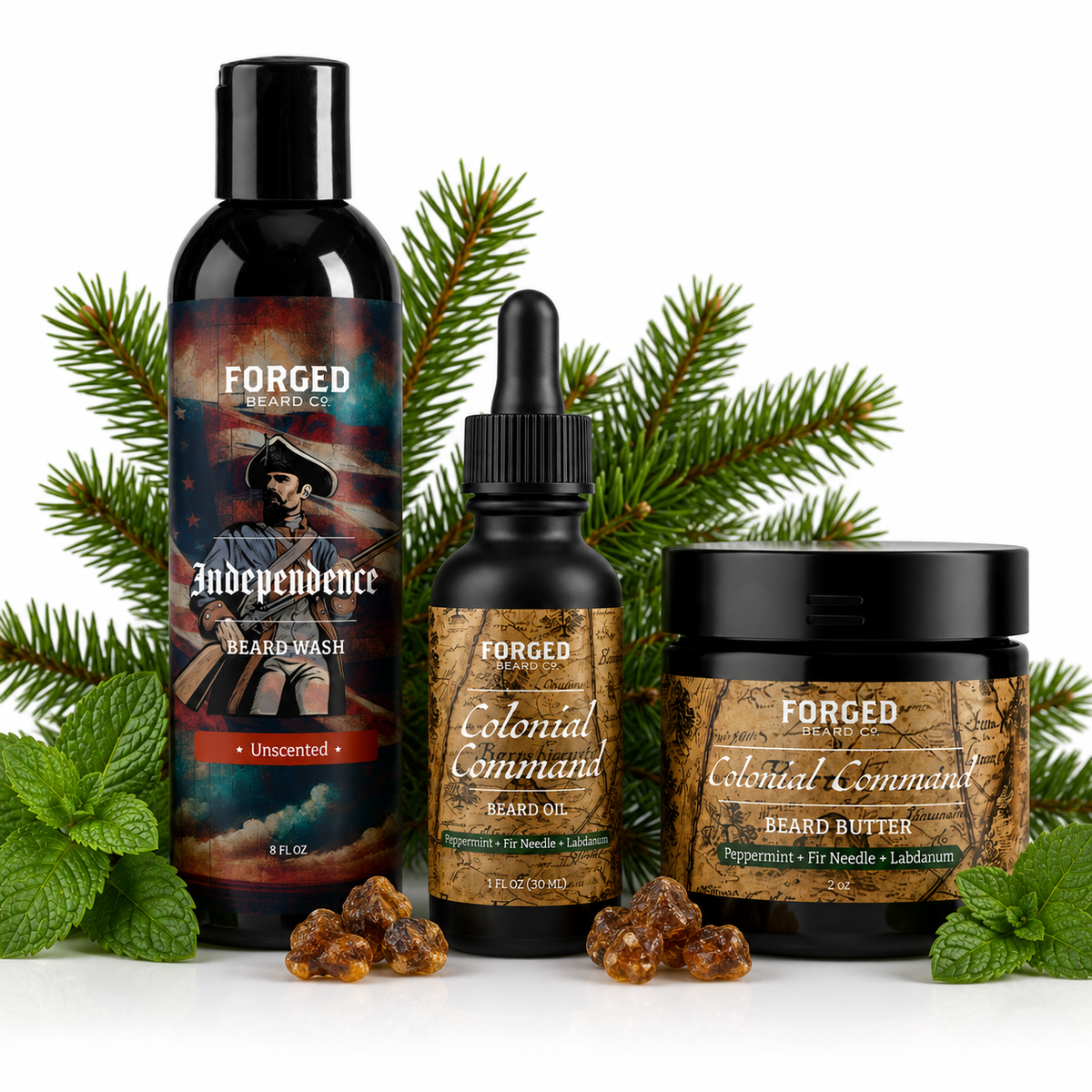 Colonial Command Daily Beard Bundle | Peppermint, Fir Needle, Labdanum