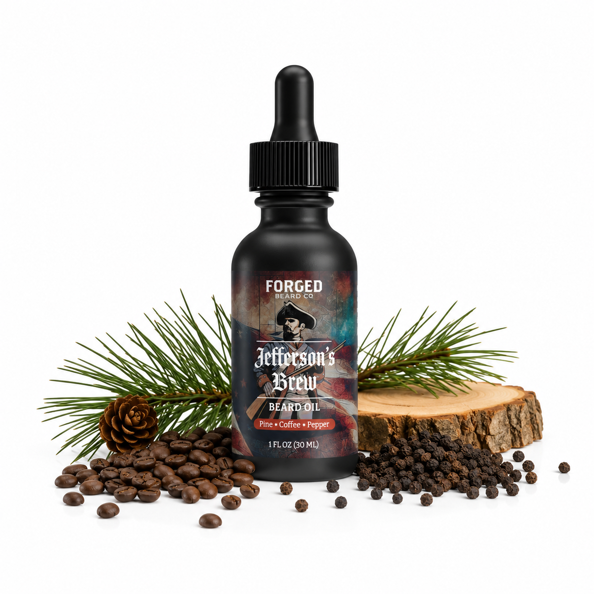Jefferson's Brew Beard Oil - Pine, Coffee, Pepper