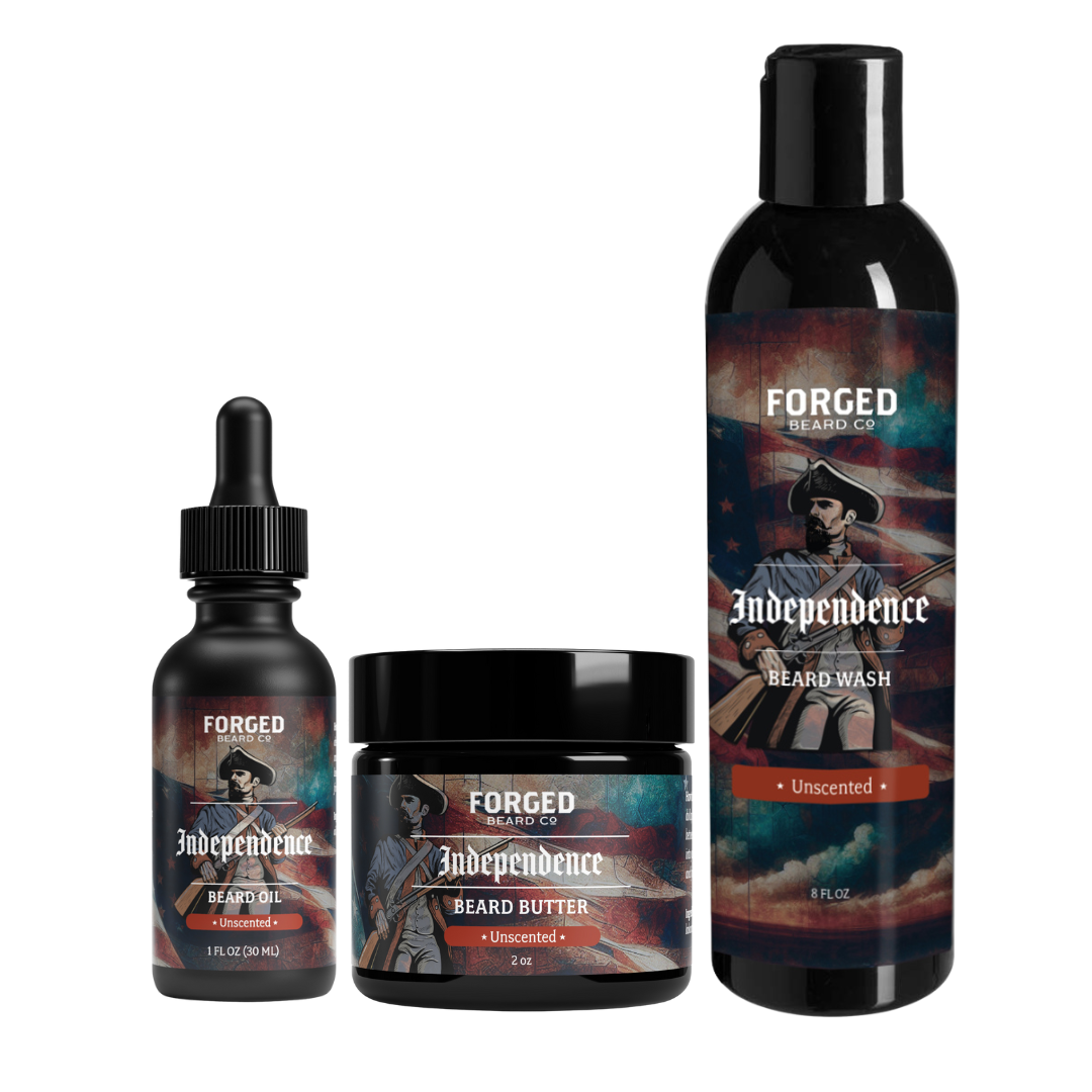 Daily Beard Bundle | Independence - Unscented Beard Oil, Butter, Wash