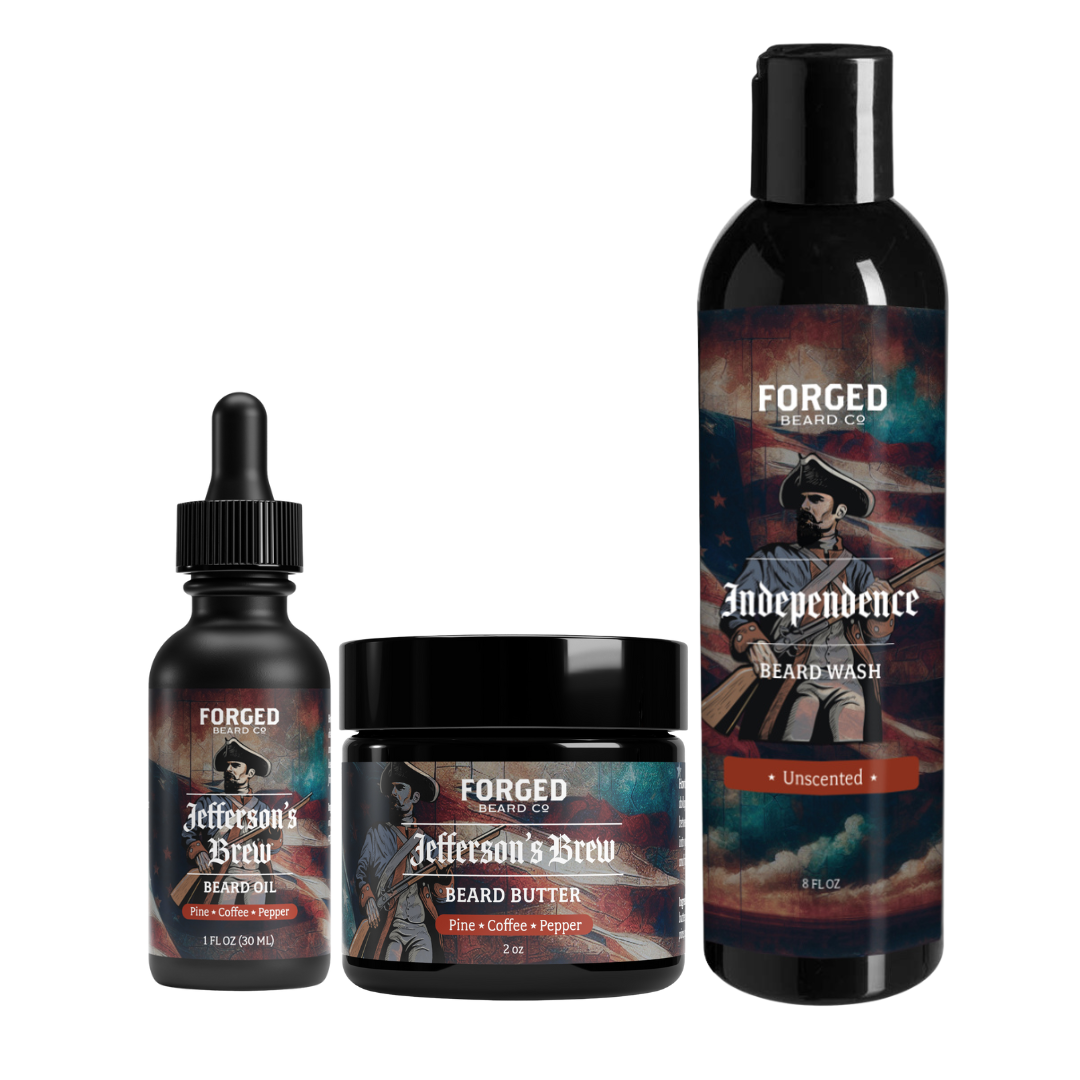 Daily Beard Bundle | Jefferson's Brew - Pine, Coffee, Pepper Beard Oil, Butter, Wash